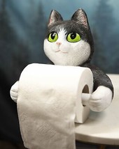 Whimsical Black White Kitten Cat Toilet Paper Roll Holder Bathroom Wall ... - £22.87 GBP