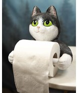 Whimsical Black White Kitten Cat Toilet Paper Roll Holder Bathroom Wall ... - $28.95