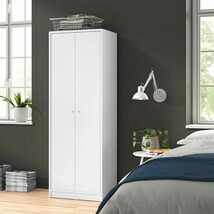 Modern White 2-Door Wardrobe Armoire Cabinet with Clothes Hanging Rod - $368.49