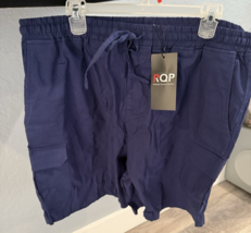 Mens Linen Cargo Shorts  Casual Drawstring  Navy Blue XL NWT - $367.90 MXN