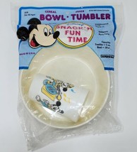 Vintage Mickey Mouse Donald Duck Minnie Cereal Bowl &amp; Juice Tumbler Snack N Fun  - £7.45 GBP