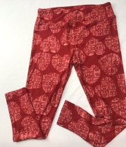 Tall Curvy Lularoe Htf Rare Unicorn Heart Red Aztec Pants  - $16.17