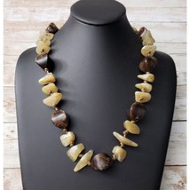 Vintage Necklace - Brown &amp; Creamy Tan Chunky Statement Necklace - $18.99