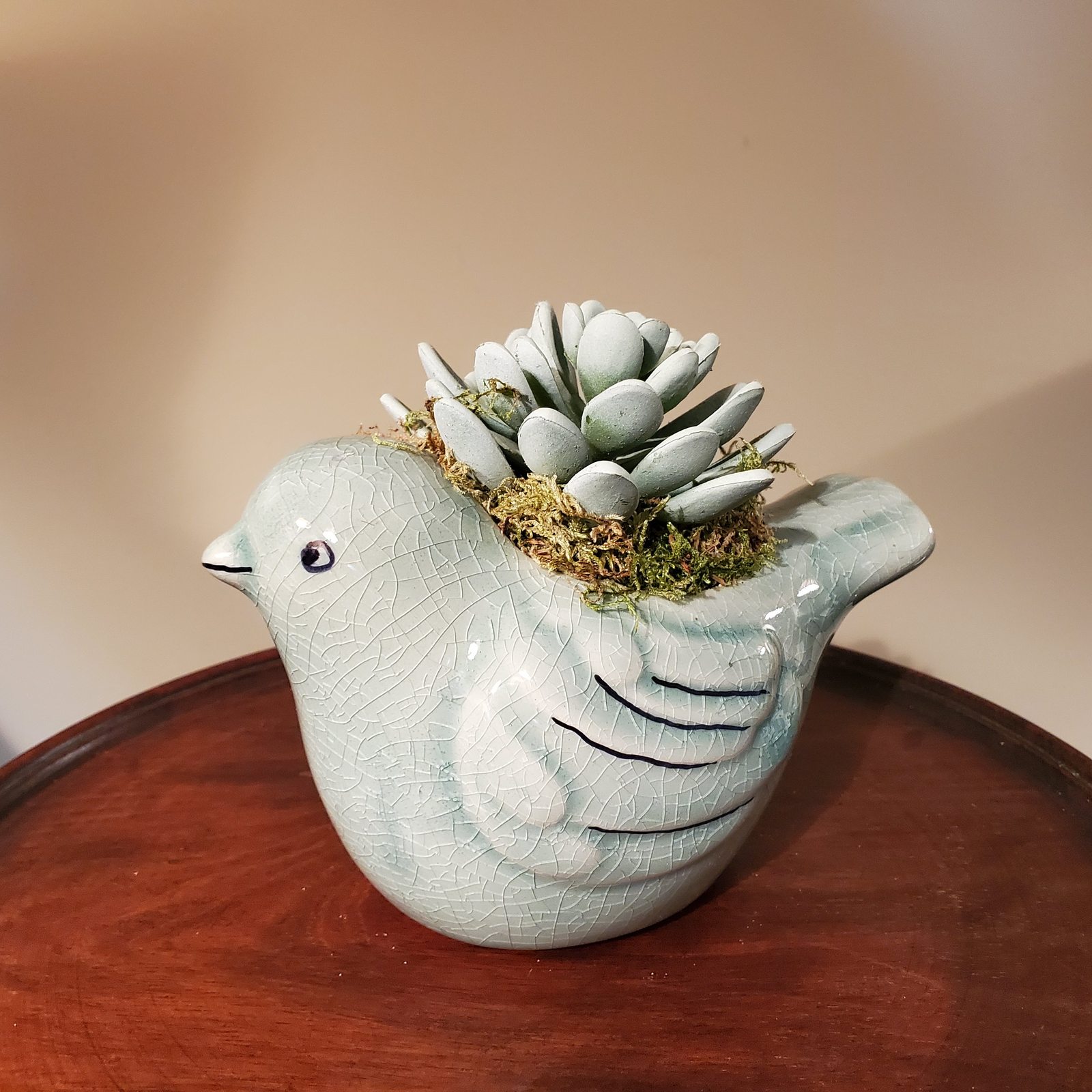 Primary image for Bird Planter with Faux Succulent, Seafoam Green Pot with Artificial Fake Plant