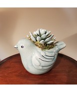 Bird Planter with Faux Succulent, Seafoam Green Pot with Artificial Fake... - £19.97 GBP