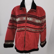 Coldwater Creek Swiss Alps Red Faux Suede Jacket Size Large Full-Zip SOFT Lining - £34.99 GBP
