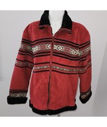 Coldwater Creek Swiss Alps Red Faux Suede Jacket Size Large Full-Zip SOF... - £34.99 GBP