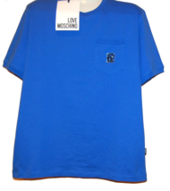 Love Moschino Blue Logo Design Cotton Men&#39;s T-Shirt  Size XL - £73.26 GBP