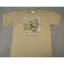 Vintage Tee Men&#39;s Med Brown Tyrannosaurus Tear Wyomin Running 2001 Parti... - $18.97