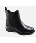 EXE Laura-2209 Black Leather Chelsea Low Heel Slip On Ankle Bootie - $238.24 CAD