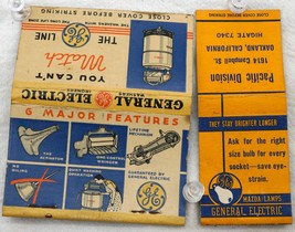 2 Vintage Matchbook Covers General Electric Washers Ironers and Mazda Lamps - £3.98 GBP