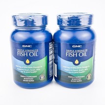 GNC Triple Strength Fish Oil 1000mg Omega 3 Supplement 60ct Lot of 2 BB11/24 - £29.24 GBP