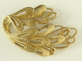 VINTAGE Costume Jewelry Brooch Pin MONET Gold Tone Open Loop Abstract Design - £10.98 GBP