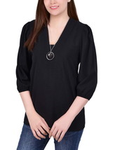 Petites Womens Knit V-Neck Blouse - $8.00