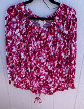 Michael Kors Blouse Womens Large Red White Blue Floral NWT - £22.82 GBP