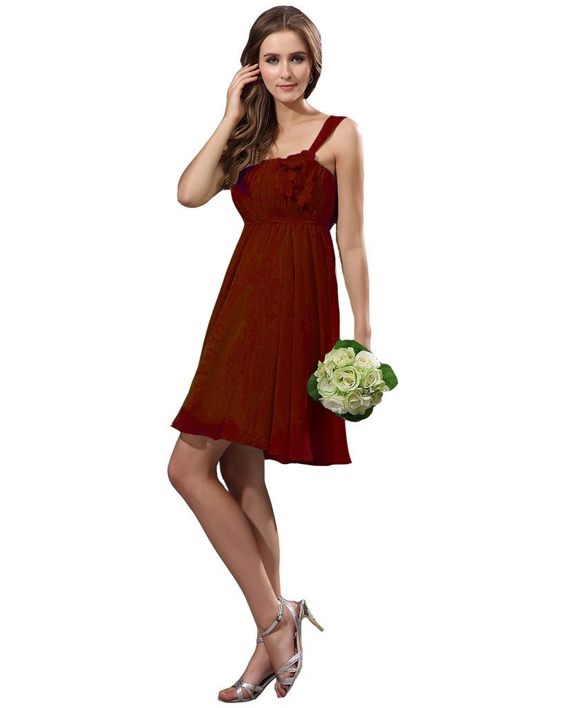 Kivary Women's One Shoulder Empire Simple Prom Bridesmaid Dresses Burgundy US 6