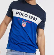 Polo Ralph Lauren T-Shirt Mens Medium Performance Tee 1967 USA Red White Blue - £31.69 GBP