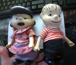 Vintage Peanuts Lucy &amp; Linus Pocket Dollsl United Feature Inc 1966 6.5&quot; - $27.83