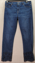 LOFT Crop Jeans Women 12 Blue Denim Cotton Pocket Modern Skinny Leg Eyelet Ankle - £20.31 GBP