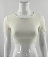 LuLus Cropped Top Size S White Solid Short Sleeve Stretch Crop Shirt Womens - £15.55 GBP