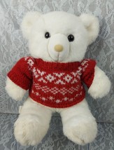 Hallmark 1986 Heartline Teddy Bear Christmas White Red Sweater 17&quot; Plush... - $24.74