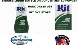 DARK GREEN #35 RIT Fabric DYE choose Liquid Bottle or Powder Concentrate - $17.74+