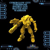 3D Printed Cyberglow City Cyberpunk Battle Suit Warrior Miniature  - 28mm 32mm - £6.48 GBP