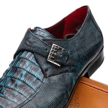 Toluca genuine crocodile and lizard dress monk strap Rustic Blue image 3