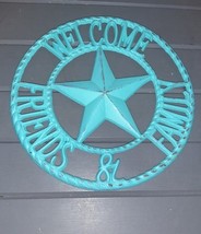 11&quot; Cast Iron Welcome Friends &amp; Family Sign Rustic Western Wall Decor Ba... - $20.00