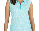 NWT Ladies IBKUL Abstract Skin Turquoise Sleeveless Polo Golf Shirt S M ... - $54.99
