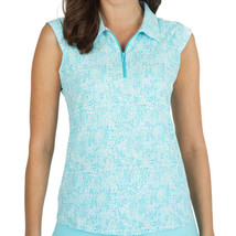 NWT Ladies IBKUL Abstract Skin Turquoise Sleeveless Polo Golf Shirt S M ... - $54.99