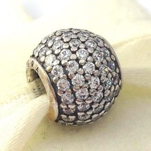 Authentic PANDORA Pave Lights Clear Sterling Silver Ball Bead Charm 791051CZ New - £37.14 GBP