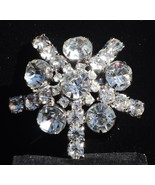 Snowflake Brooch Pin Clear Rhinestones Silver Tone Layered Jewelry Vintage - £23.36 GBP