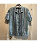 Tori Richard Shirt Men&#39;s 2XL Blue Green Geometric Hawaiian Aloha Lawn Co... - $35.43 CAD