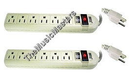 2X Surge Protector 6 Outlet T-Type POWER STRIP Lighted Switch &amp; Circuit Breaker - £20.54 GBP