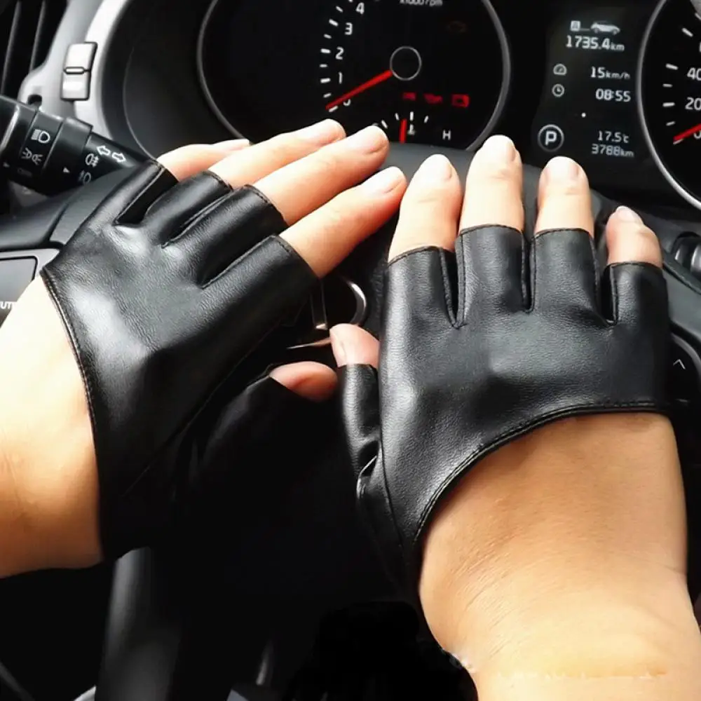 Fashion Half Finger Fingerless Pu Leather Gloves Ladys Driving Show Pole Dance - £8.33 GBP+