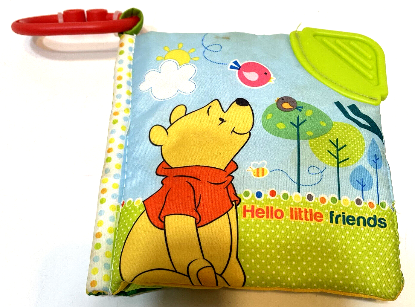 Disney Baby Winnie The Pooh Infant Baby Teether Crinkle Squeaker Cloth Book - £9.90 GBP