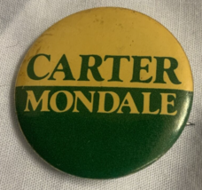 Vintage Carter / Mondale Button Yellow &amp; Green - £3.73 GBP