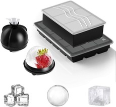 Silicone Ice Cube Tray Large Sphere Ice Ball Maker with Spill-Resistant Removabl - £7.65 GBP