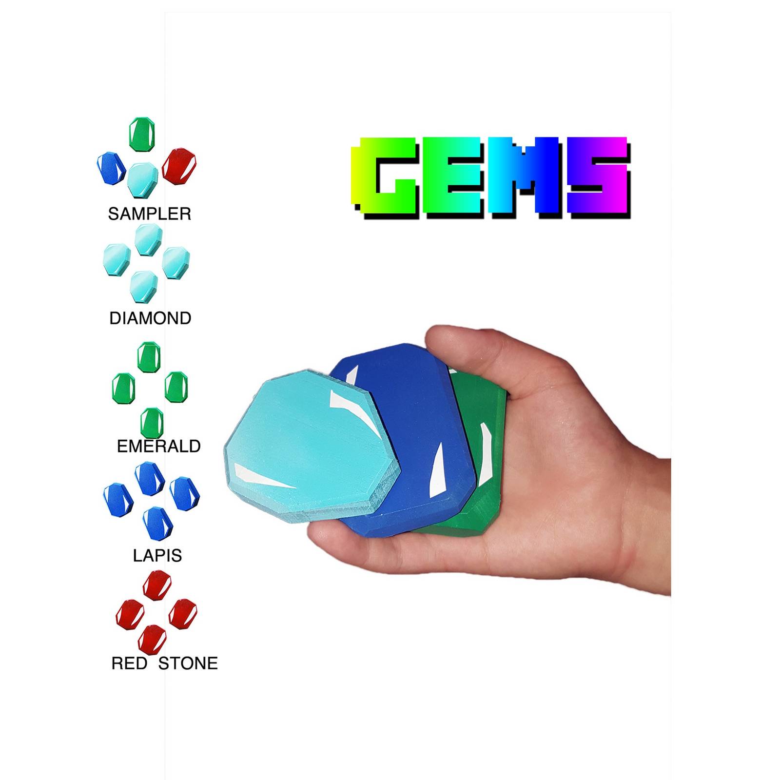 New Mine-craft Inspired Gems - Emerald, Lapis, Diamond, Red Stone