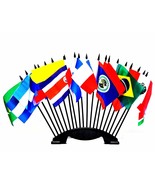 CENTRAL and SOUTH AMERICA WORLD FLAG SET with BASE--20 Polyester 4&quot;x6&quot; F... - £24.96 GBP