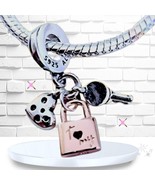 New PANDORA Padlock &amp; Heart Triple Dangle Charm 782506C01 US Seller - $49.31 CAD