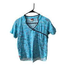 Vintage Early 2000s Dickies Turquoise Chopsticks Print Scrub Top Medium ... - $16.20