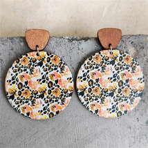 Yellow Wood &amp; Silver-Plated Floral Round Drop Earrings - £11.21 GBP