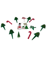 13 Vintage Candy Cane Snowman Christmas Tree Pick Cupcake Cake Topper De... - $14.84