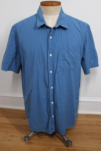 LL Bean XL Blue Seersucker Stripe Organic Cotton Short Sleeve Shirt 510008 - £20.95 GBP