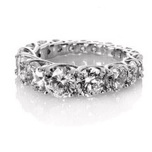 5.35CT Redondo Imitación Diamante 14K Oro Blanco Chapado Anillo Eternidad Boda - £92.51 GBP