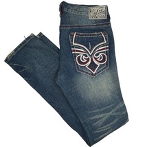 Affliction Blake Black Premium Jeans Mens 34 Long inseam Blue Distressed - £71.20 GBP