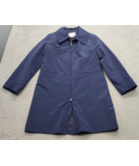 Rothschild Trench Coat Girls M Navy Lined Vented Long Sleeve Collared Fu... - $27.73