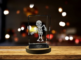 LED Base included | Skeleton Halloween Symbols 3D Engraved Crystal Decor - £31.49 GBP+